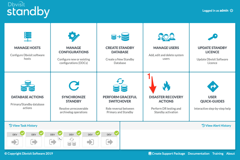 Interface utilisateur de Dbvisit Standby